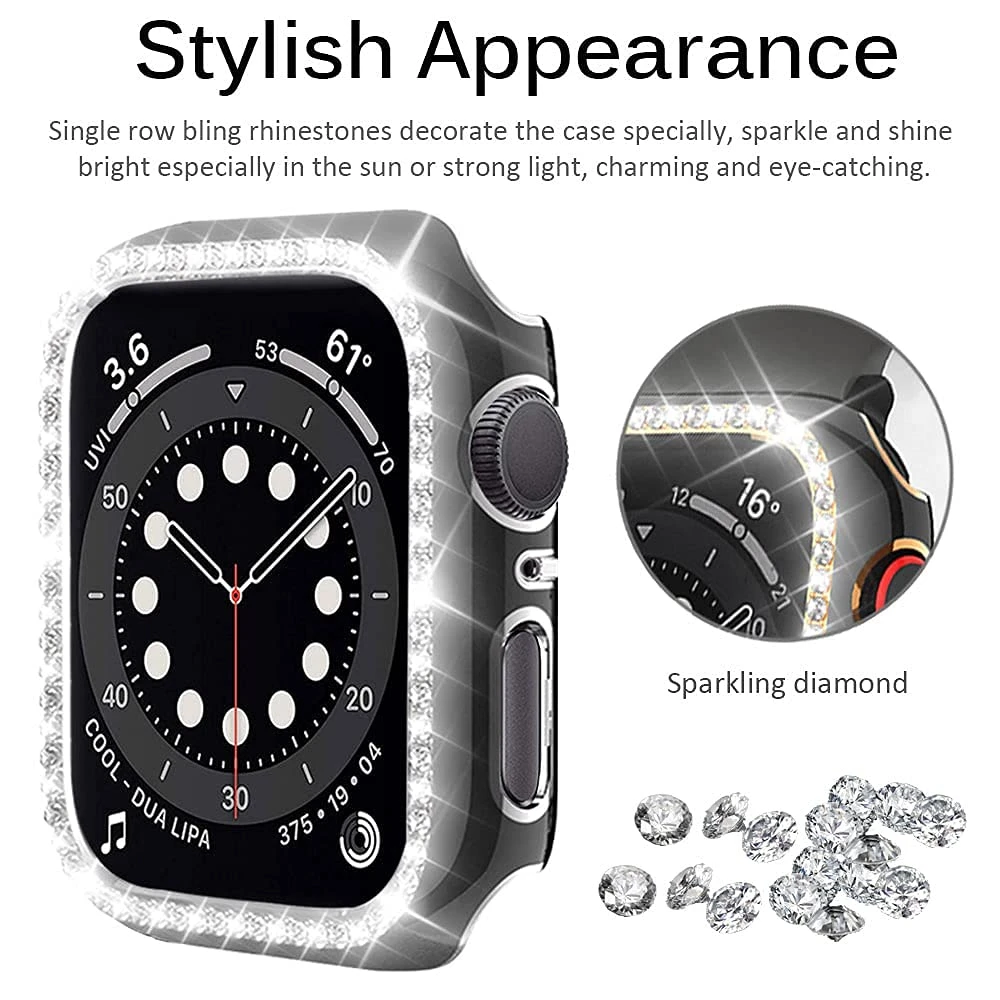 Фото Женский чехол со стразами для Apple Watch 7 6 se 40 мм 44 мм 41 мм 45 мм iWatch Series 5 3 38 мм 42 мм защитные чехлы аксессуары №4