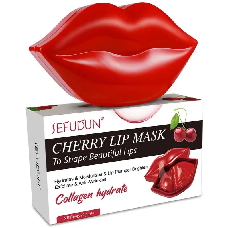 

Lip Mask Cherry Crystal Collagen Anti-Ageing Pad Lips Masks Peel Off Moisturizing Lips Care Beauty Health Skin Care Product