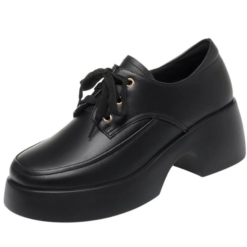 Женские туфли из мягкой кожи на шнуровке 6 см