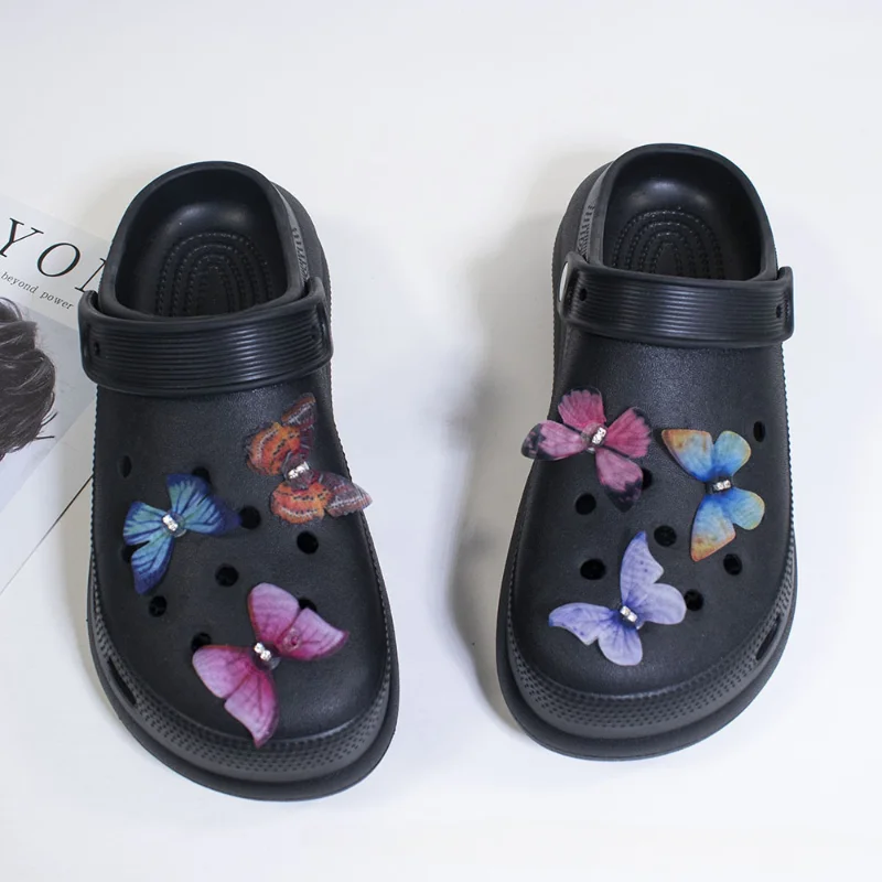 Luxury Designer Shoes Charms for Crocs Vintage DIY Clogs Decoration Vintage Blue Butterfly Croc Charms Multiple Colour images - 6