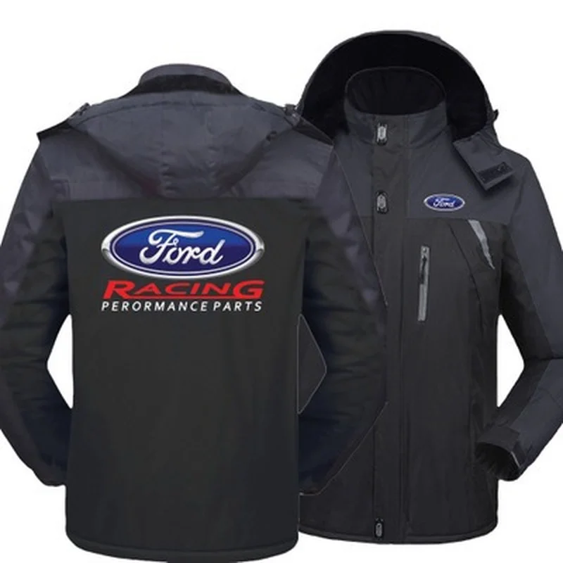 

Winter Jacke Männer für Ford logo Dicke Samt Warme Mantel Männlichen Winddicht Mit Kapuze Outwear Beiläufige Bergsteigen
