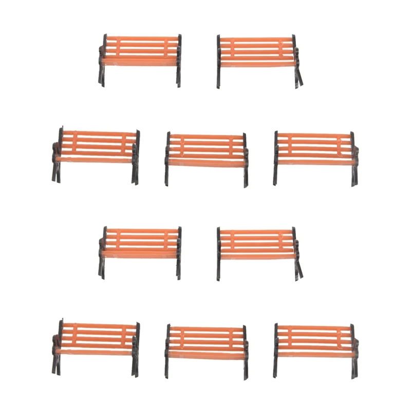 

10Pcs Plastic Model Park Bench Model Landscape 1:50 With Black Arm