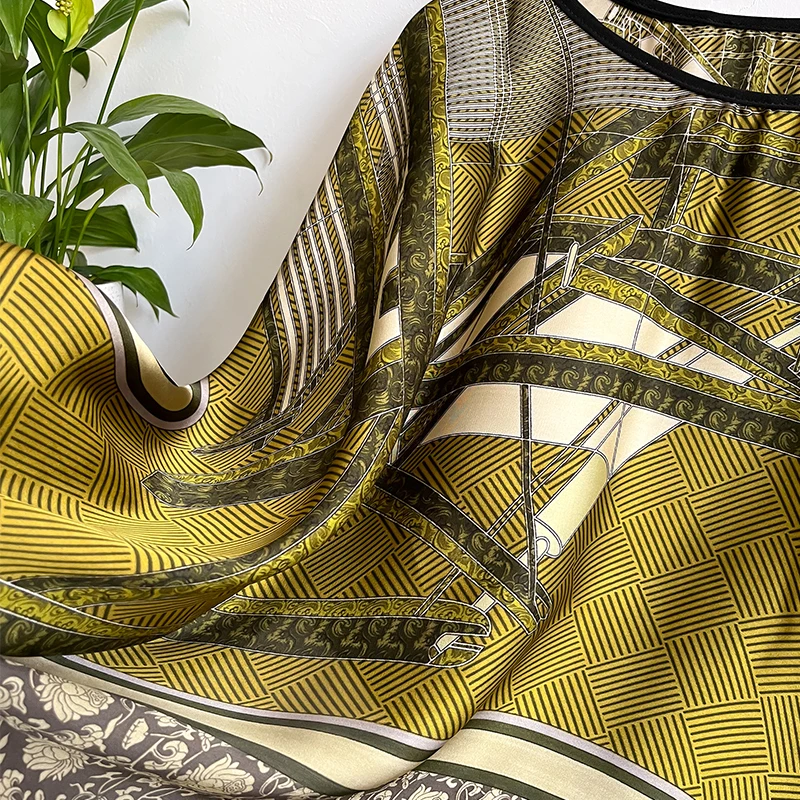 2024 Новый шелковый шарф 110x110 см роскошный брендовый дизайнерский женский модный