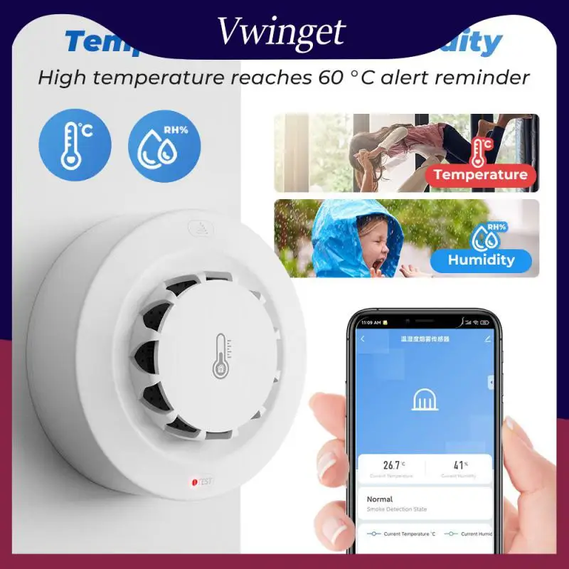 

Детектор дыма Tuya 2 в 1 с голосовым управлением, 2,4 ГГц, ма