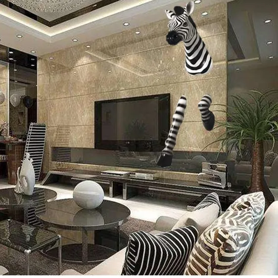 Вдохновляющий разбивающий креативный 3D через стену голова зебры настенное