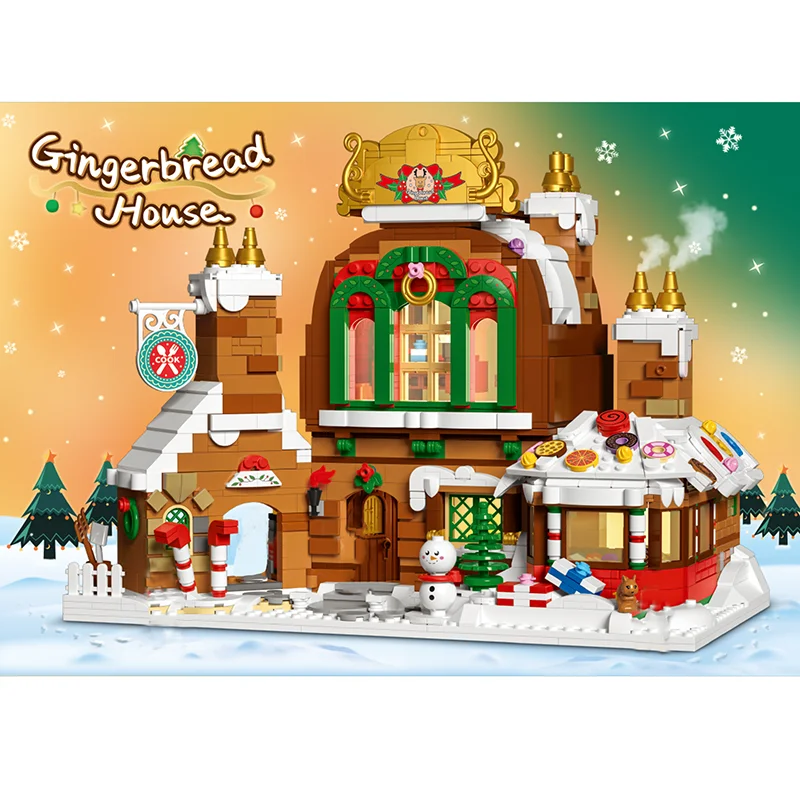 

1481pcs Winter Village Christmas The Gingerbread House Snowman Decoration Ornaments Micro Building Blocks Bricks Toys Gifts