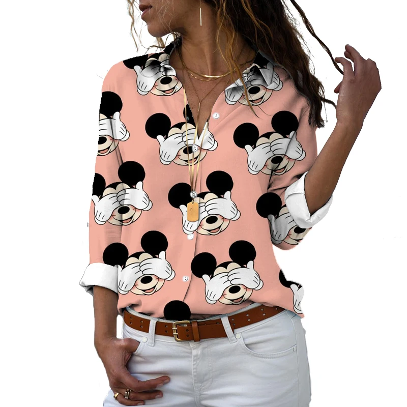 

Fashion New Disney Women's Tops Mickey Print Series Temperament Casual Tops Casual Tops Women's Loose Long-sleeved Shirts