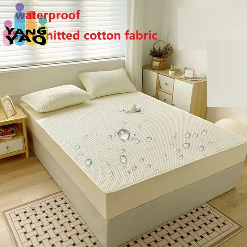 

Waterproof Quilted All-inclusive Mattress Cover Good Quality Queen Size Soft Knitted Cotton Bed Cover Not Included Pillowcase