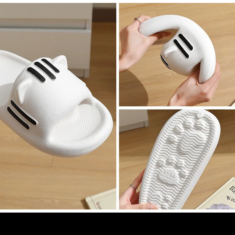 Cute Cat Sandals Women Men Summer Home Shoes Soft Thick Sole Indoor Bathroom Slides for Couples Cartoon Beach Slippers