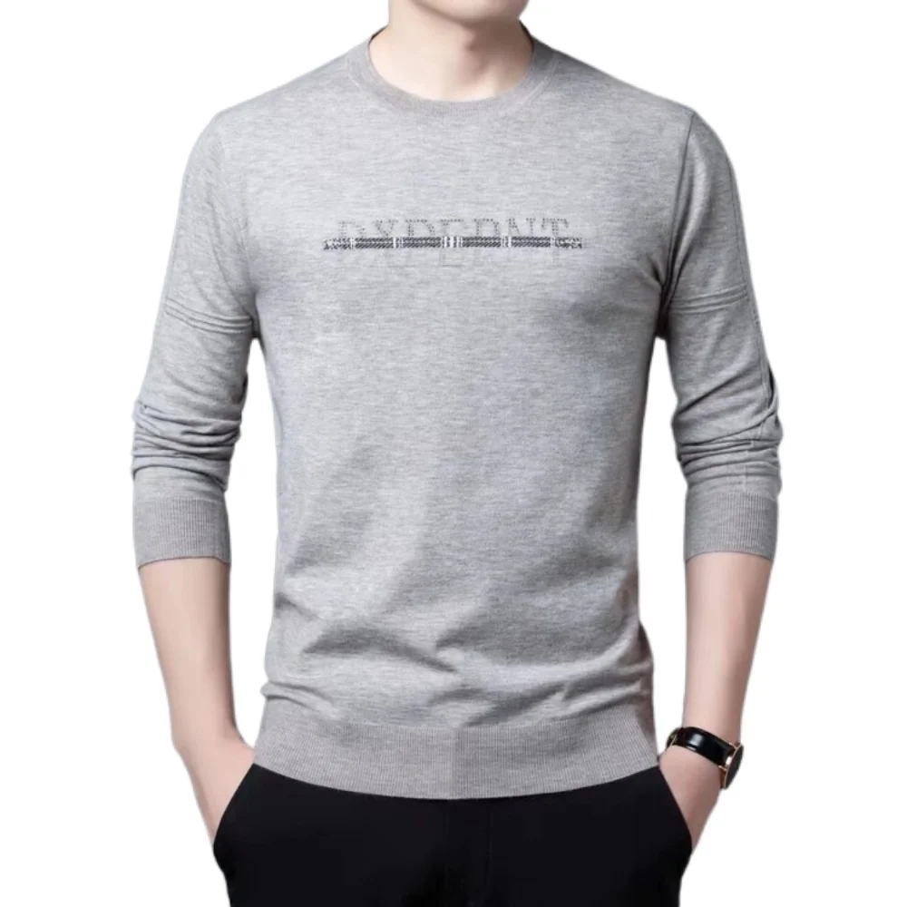 

2023 High Quality Mens New Casual Lapel Long Sleeve O-neck Shirts Breathable Wool Knit Pullover Tops