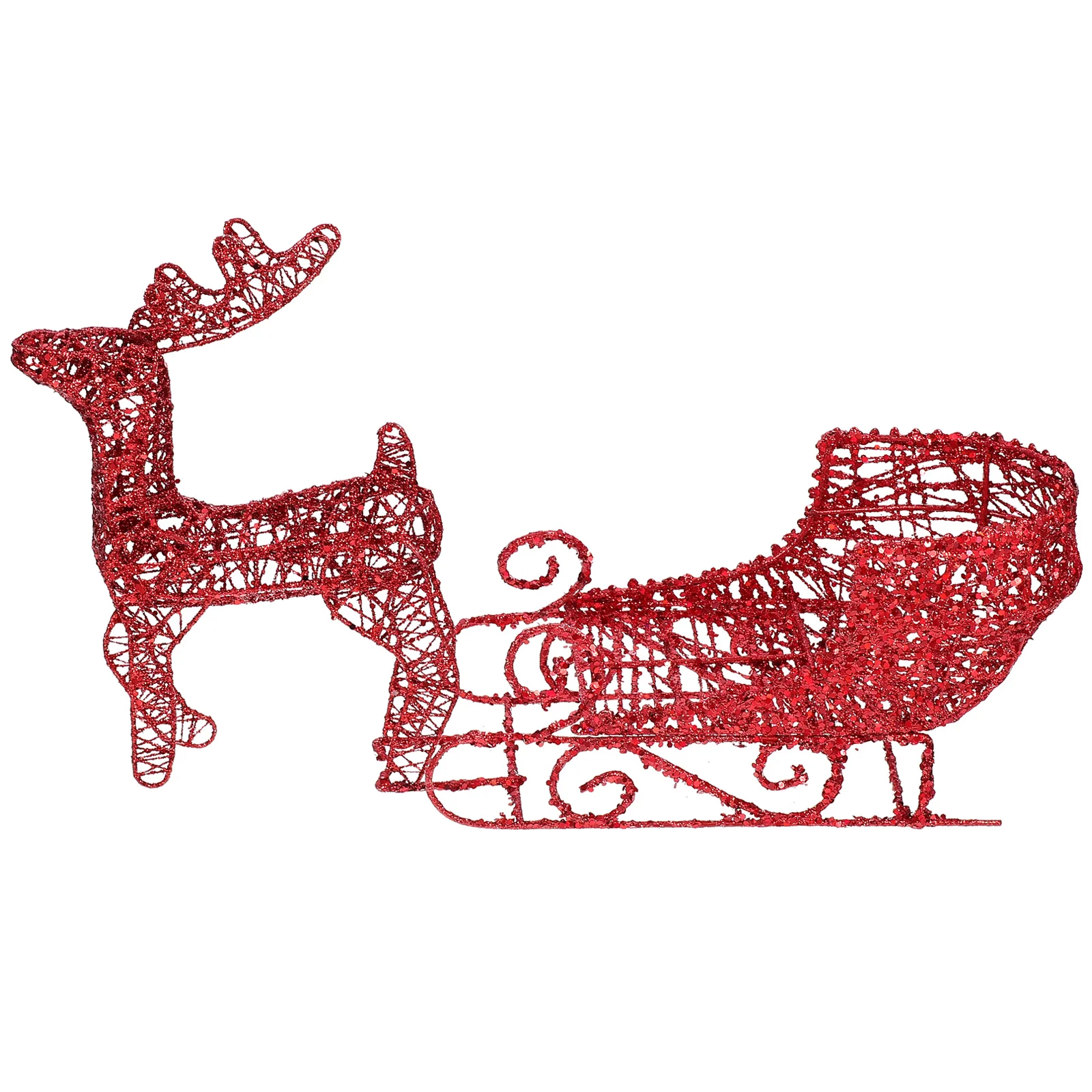 

Christmas Deer Cart Ornament Wrought Iron Mini Reindeer Elk Sleigh Desktop Ornament Home Party Table Figures Decoration
