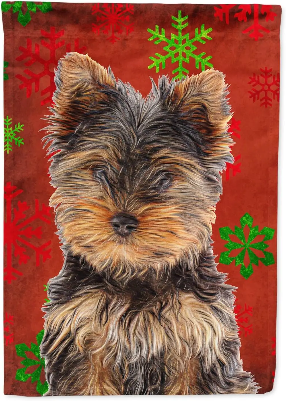 Carolines Treasures KJ1188GF Красные снежинки Праздник Рождество Yorkie Puppy/Yorkshire Terrier Садовый
