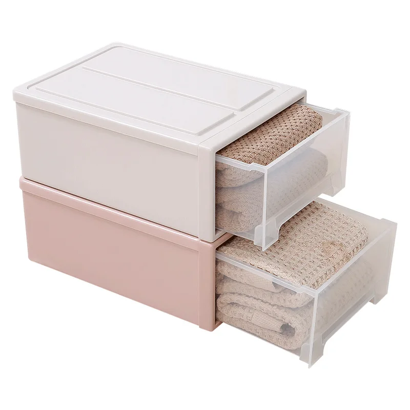 Stackable Clothes Storage Box Modern Drawer Type Plastic Container Underwear Bra Socks Saves Home Wardrobe Space Organizer Boxs