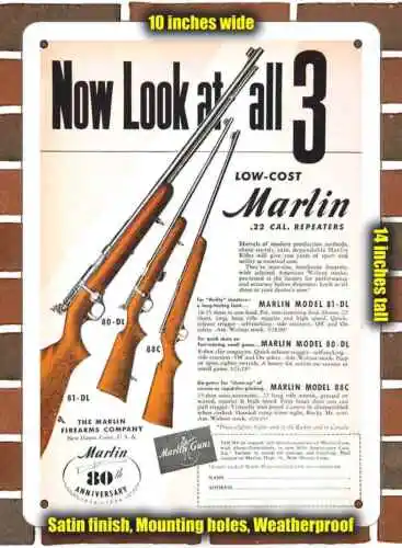 Металлический знак-1950 Marlin .22 винтовки-10x14 дюймов