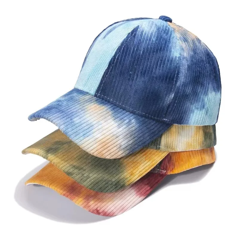 

Women's Cap Corduroy Tie Dye Printed Cotton Snapback Fashion Cap Male Men's Baseball Cap Thread Winter Hat Sun Hats Hip Hop Bone