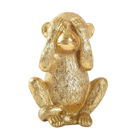 3 шт., золотые фигурки обезьяны, статуэтки обезьяны, статуэтки обезьяны мудрости, фэн-шуй, ручная работа, статуэтка для украшения дома