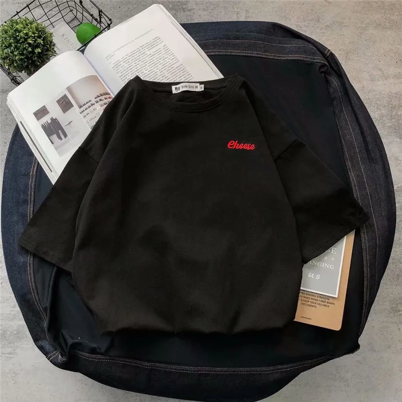 

lis2224-Men's cotton round neck loose wild boys clothes half sleeve large size trend 2020