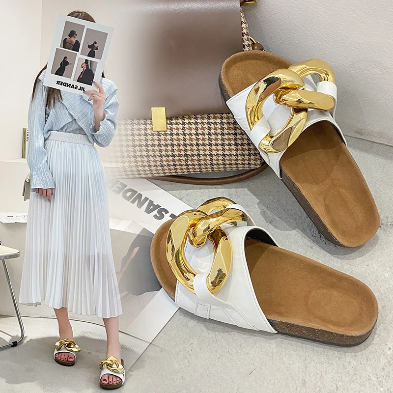 

2022 New Fashion Brand Slipper Nieuwe Grote Keten Gesp Zomer Strand Slides Dames Casual Outdoor Home Slipper Open Teen Flip Flop