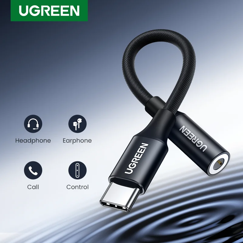 

UGREEN Type c to 3.5 jack USB C to 3.5mm Headphone Adapter Audio AUX 3.5 MM Jack Converter for HUAWEI P40 XIAOMI OnePlus 8 PRO