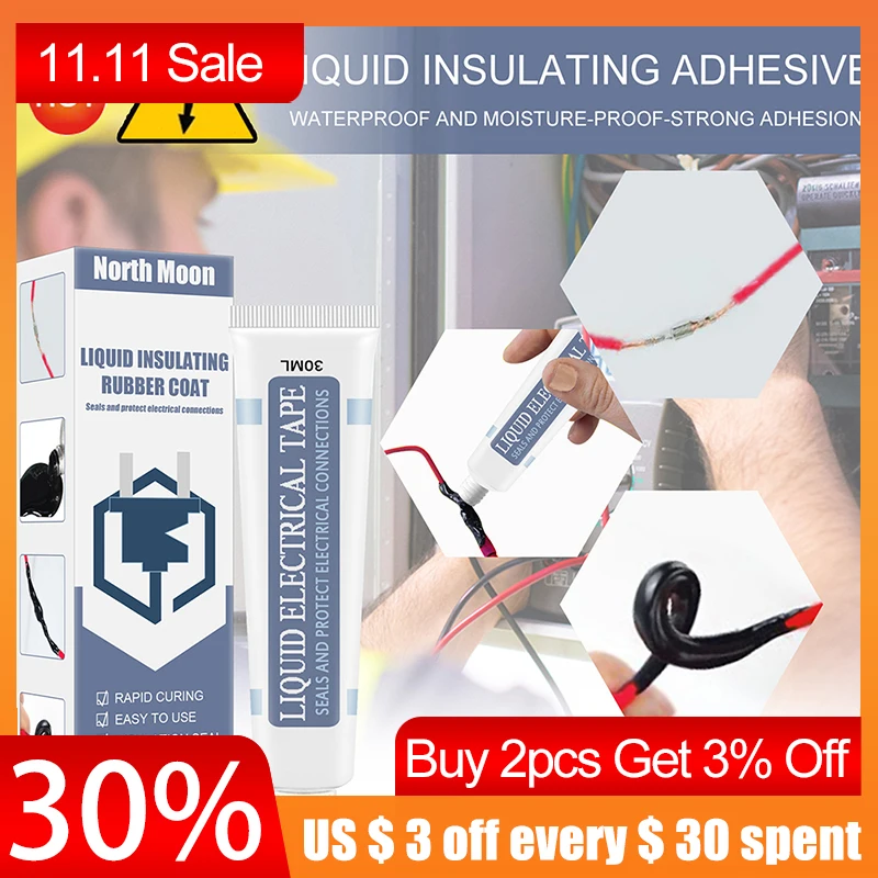 Waterproof Liquid Insulation Tape Paste Electronic Sealant Insulating Anti UV Fast Dry Glue 30ml for Home Office
