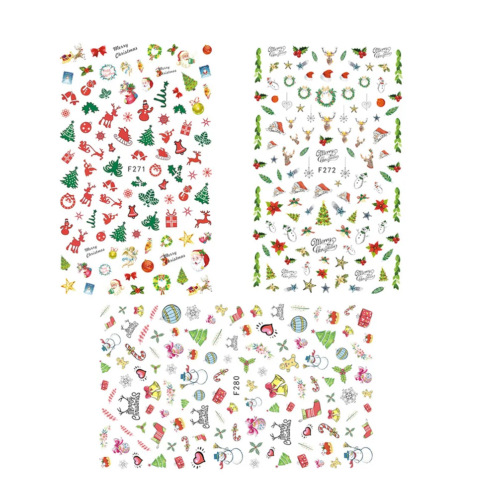 

3 Tip Self-Adhesive Christmas Decals Nail Nail Stickers for Girl