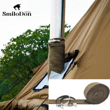 SmiloDon 5m * 5cm DIY 텐트 스토브 방화 리본 2 개의 클램프로 조정 가능한 절연 내화 파이프 유리 섬유 천 액세서리