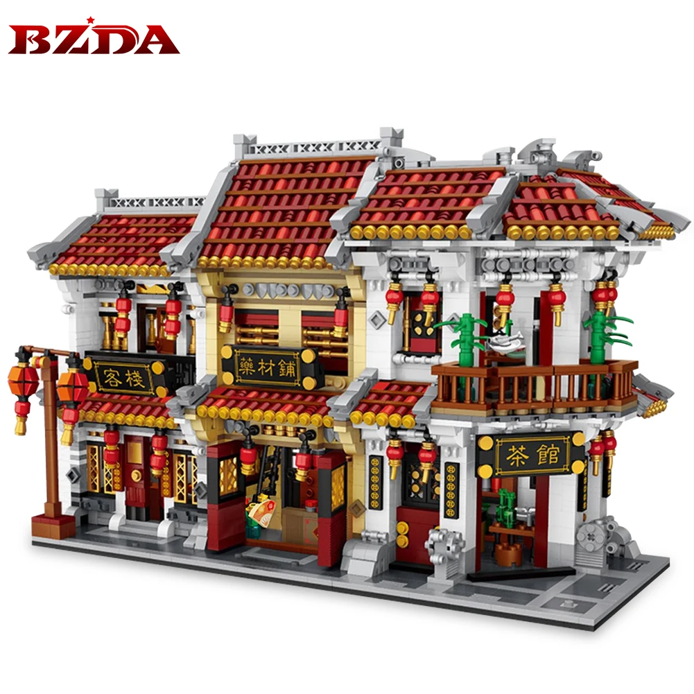 

Mini Block Mini Street City Big China Street Chinese Tradition Tea House Pharmacy Inn Special Building Blocks Children Toy Gifts