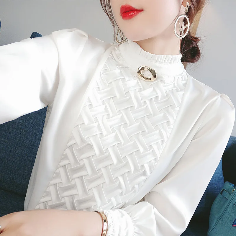 

Женская шифоновая рубашка, белая универсальная рубашка небольшого размера, свободного покроя, 2022