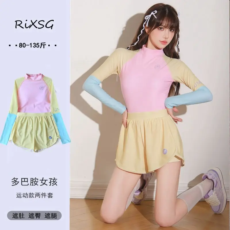 Женский консервативный купальник с разрезом новинка 2024 спортивные шорты