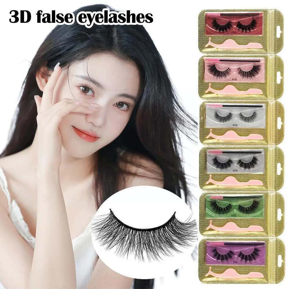 

3D Mink Lashes Volume Natural Density Long Cross False False Extended Makeup Lashes Eyelashes 6 Beauty Eye Tools Color S0Y8