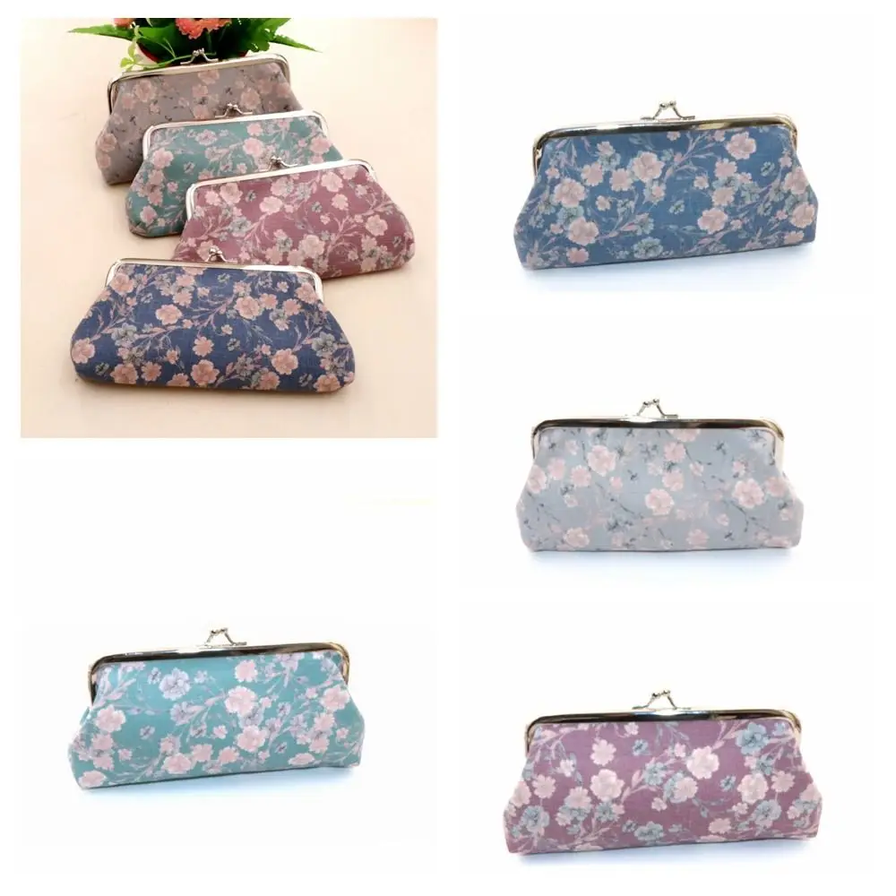 Длинный кошелек с замком поцелуя и принтом корейский стиль ретро-кошелек цветком