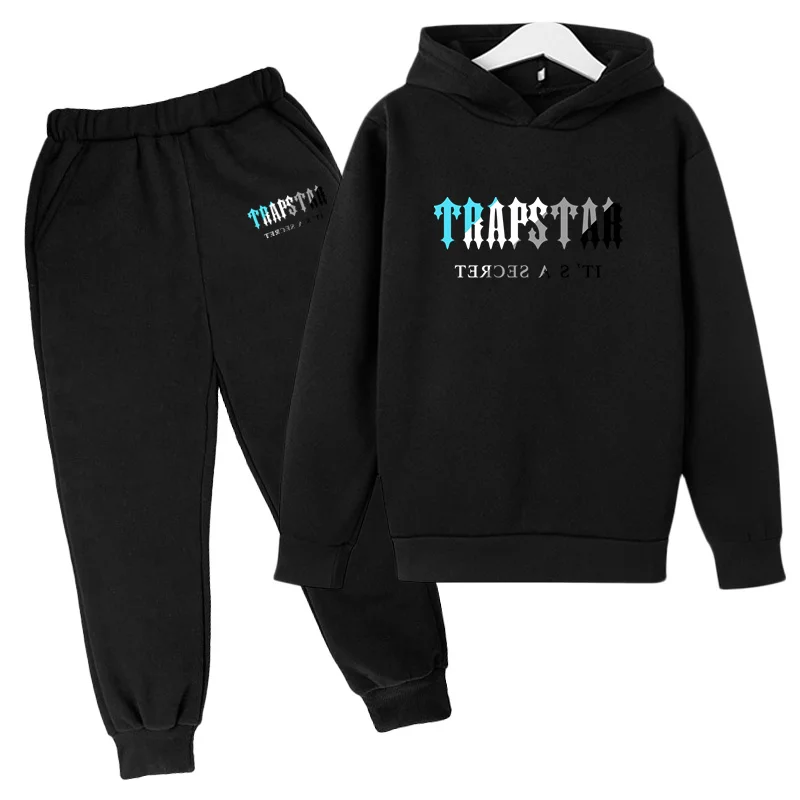 

2023 New brand TRAPSTAR printed tracksuit boys and girls two loose hoodie sweatshirt + pants cover hoodie jogging