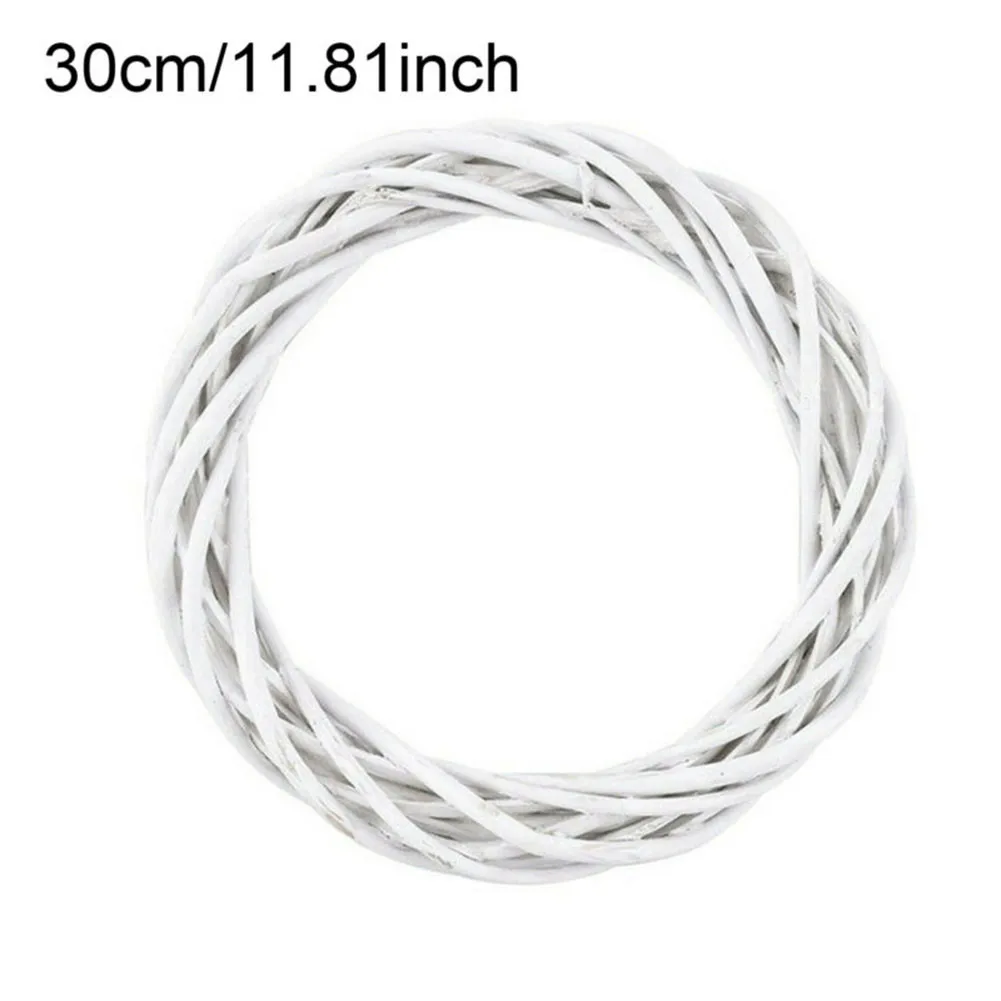 

10-30CM Christmas Rattan Ring Wreath Wicker Vine Garland Hanging Wedding White Wreath Home Window Door Ornaments Party Decor