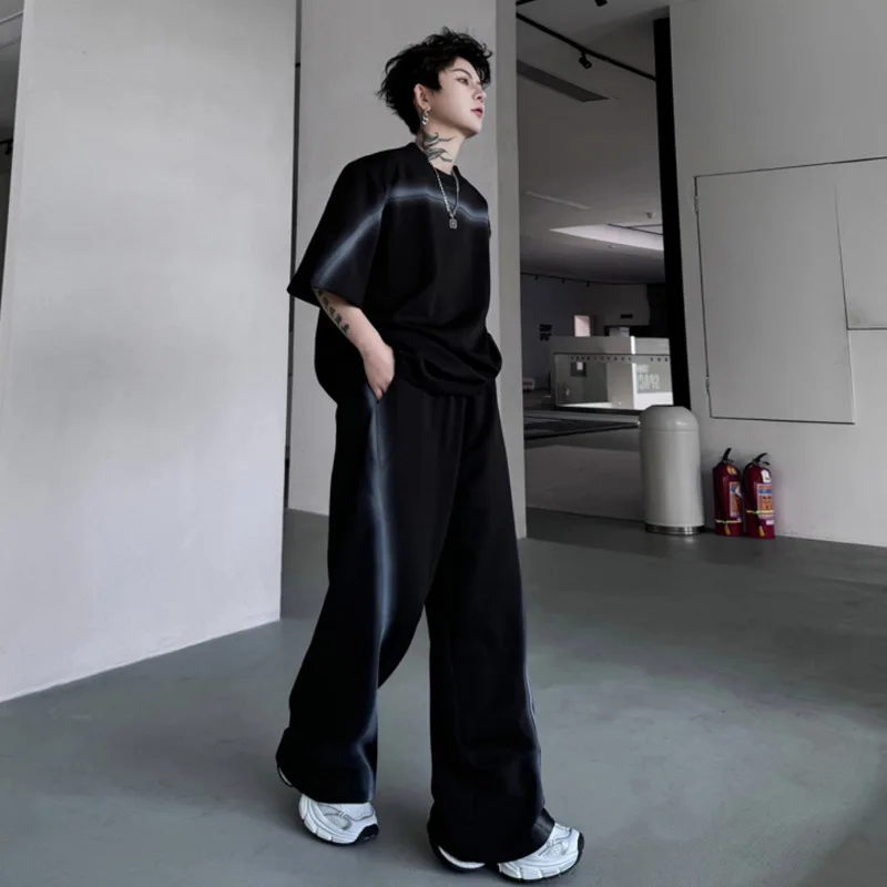 Мужские костюмы в стиле High Street IEFB повседневный топ с круглым вырезом и коротким