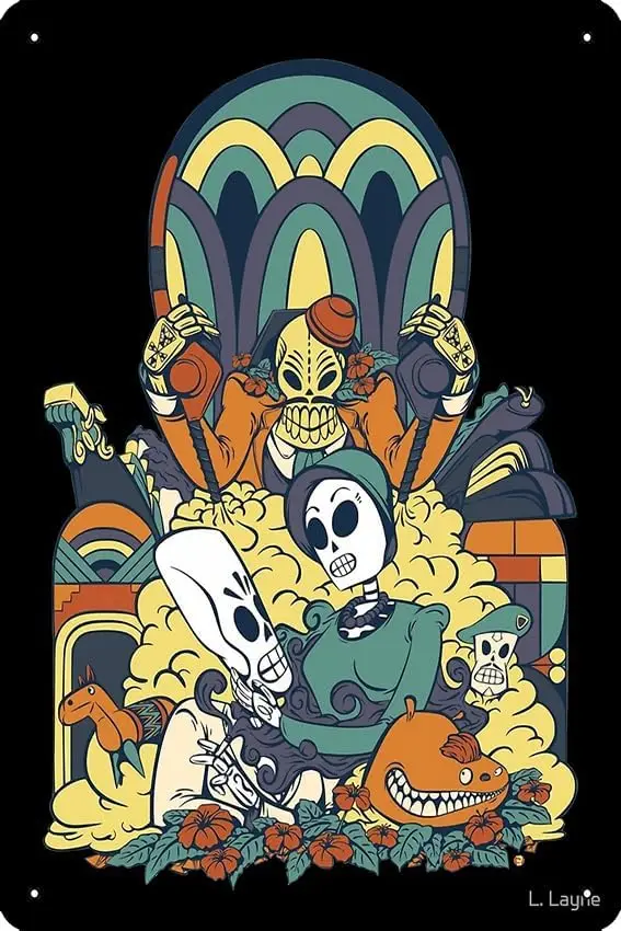 Винтажный постер с видеоиграми Grim Fandango 8x12 дюймов забавная металлическая