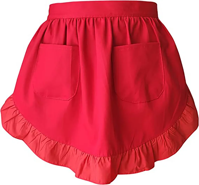 

Модные милые фартуки на талии из полиэстера идеально подходят для женских домашних кухонных фартуков с талией для горничной