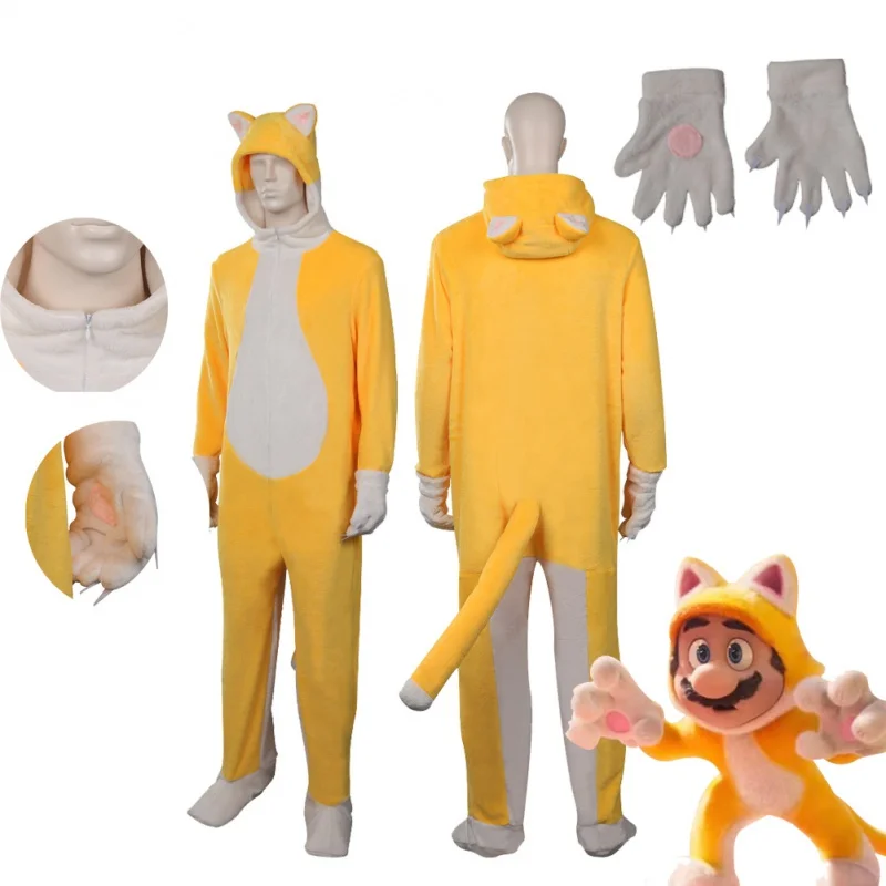 

Movie cat sleepwear gloves cosplay costume sleepwear robe Halloween Carnival party suit autumn winter night dress zipper Role Pl