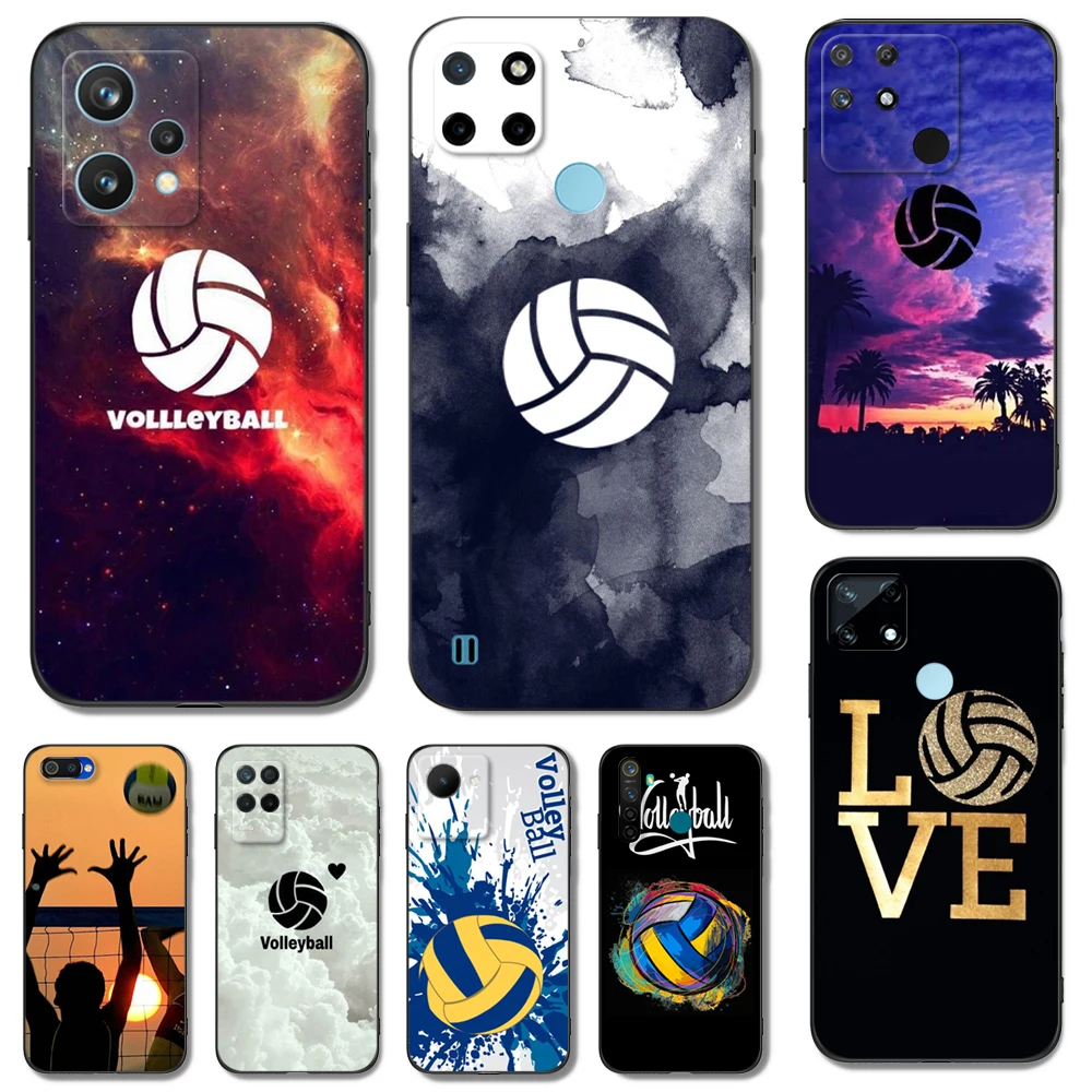 Черный чехол ТПУ для Realme 7i 8i 9 Pro Plus 9i C12 GT Neo2 Narzo 20 30A 50A 50i волейбольная роспись