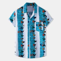 men clothing hawaii men shirt blouse multicolor stripes loose short sleeve casual buttons beach shirt men camisas para hombre