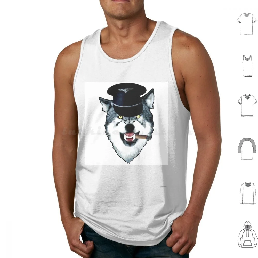

Leather Wolf Tank Tops Vest Sleeveless Leather Wolf Cigar Bad Club