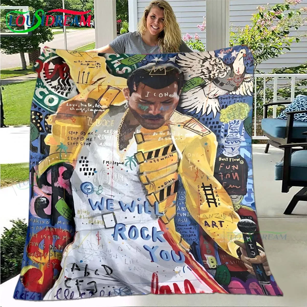 Одеяло Фланелевое с рисунком Q-Queen от известной группы тонкое портативное одеяло