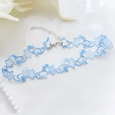 BaCuSen Кружевное колье с синими звездами для женщин