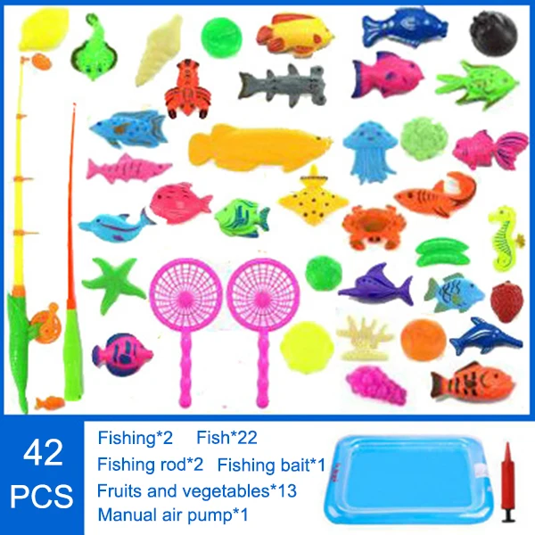 

Magnetic Fishing Toy Set for Kids Fishing Games Outdoor Toys Rod Hook Fishes with Inflatable Pool Children Fishing Toy M09