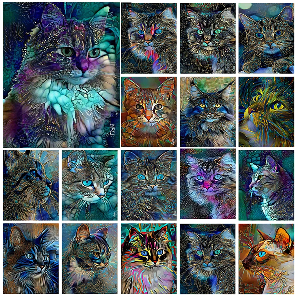 

5D DIY Full Round Color Animal Diamond Painting Kits Zipper Bag Diamond Embroidery Cat Diamond Artist Home Decor Gift