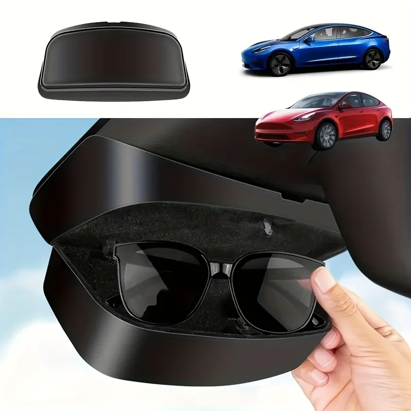 

Для Tesla Model 3/Y 2021-2023, держатели для солнцезащитных очков, солнцезащитный козырек, очки, флокирующая ткань, органайзер, коробка, аксессуары для интерьера