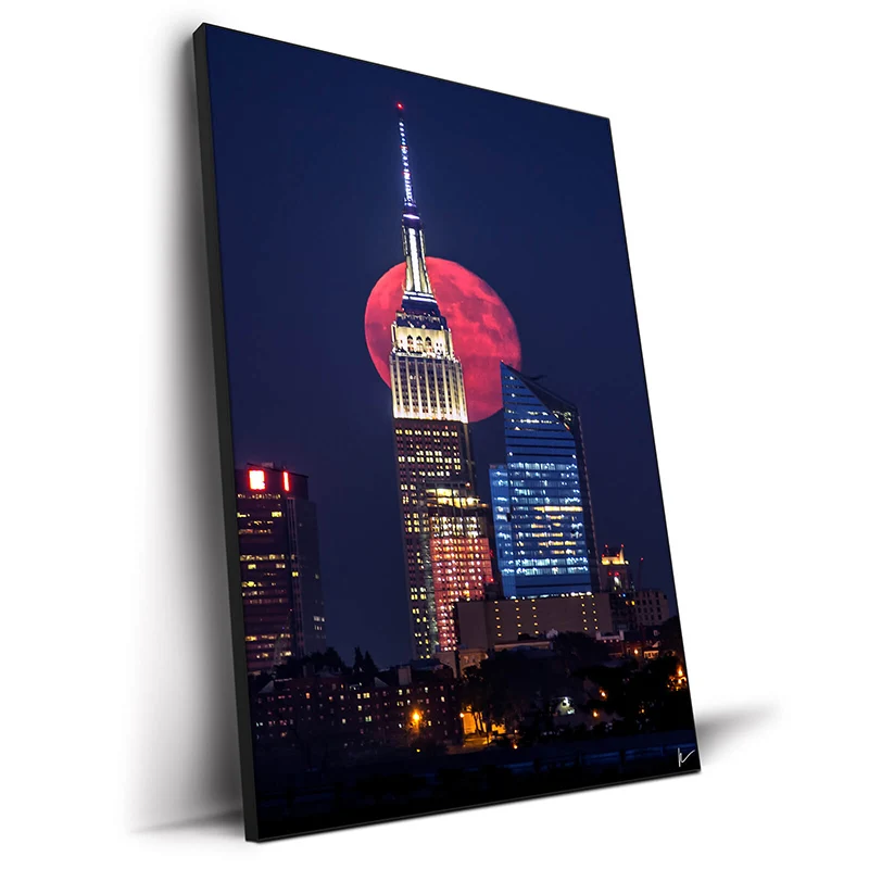 Постер на холсте Эйфелева башня ночью Нью-Йорк Луна настенное искусство здание