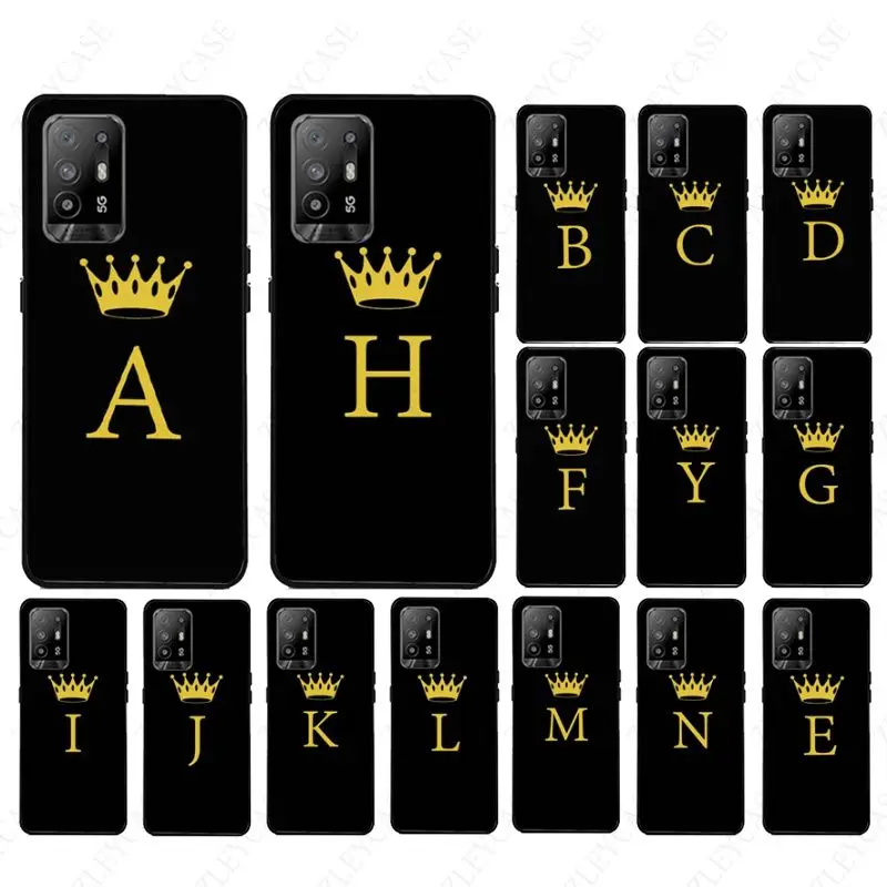 funda Funny Gold Crown Letter Phone cover For OPPO A12 A15 A15S A74 A94 5G A3S A5S A9 2020 A52 A53S A72 5G A73 A91 Cases coque