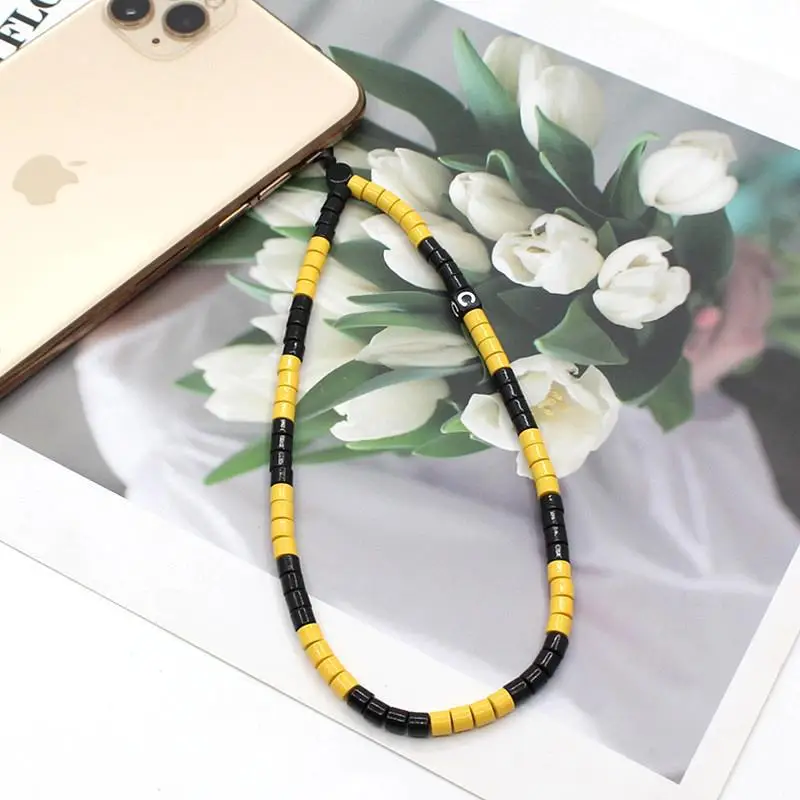 2022ins Fashion Charm Enamel Key Chain Mobile Phone Chain Boho DIY Handmade Bead String Ladies Mobile Phone Chain Jewelry