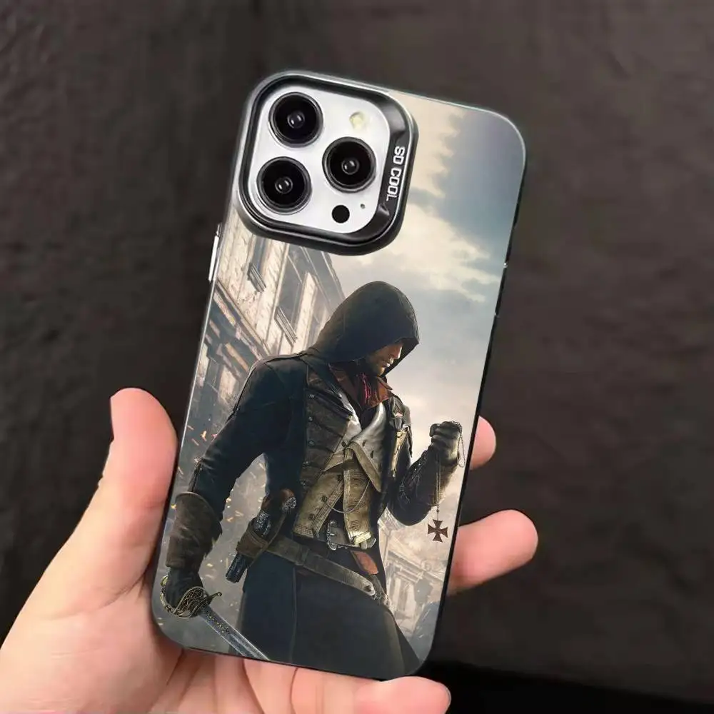 Фото Чехол для телефона Game A-Assassins C-Creed Shadows для iPhone 17 16 15 14 13 12 11 Pro Max Plus, матовый, серебристый, цвета конфет. №5