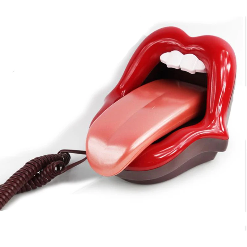 

Red Lips Kiss landline house Mini Telephone Corded phones for home fixed mouse portable wired land line for children kids lady